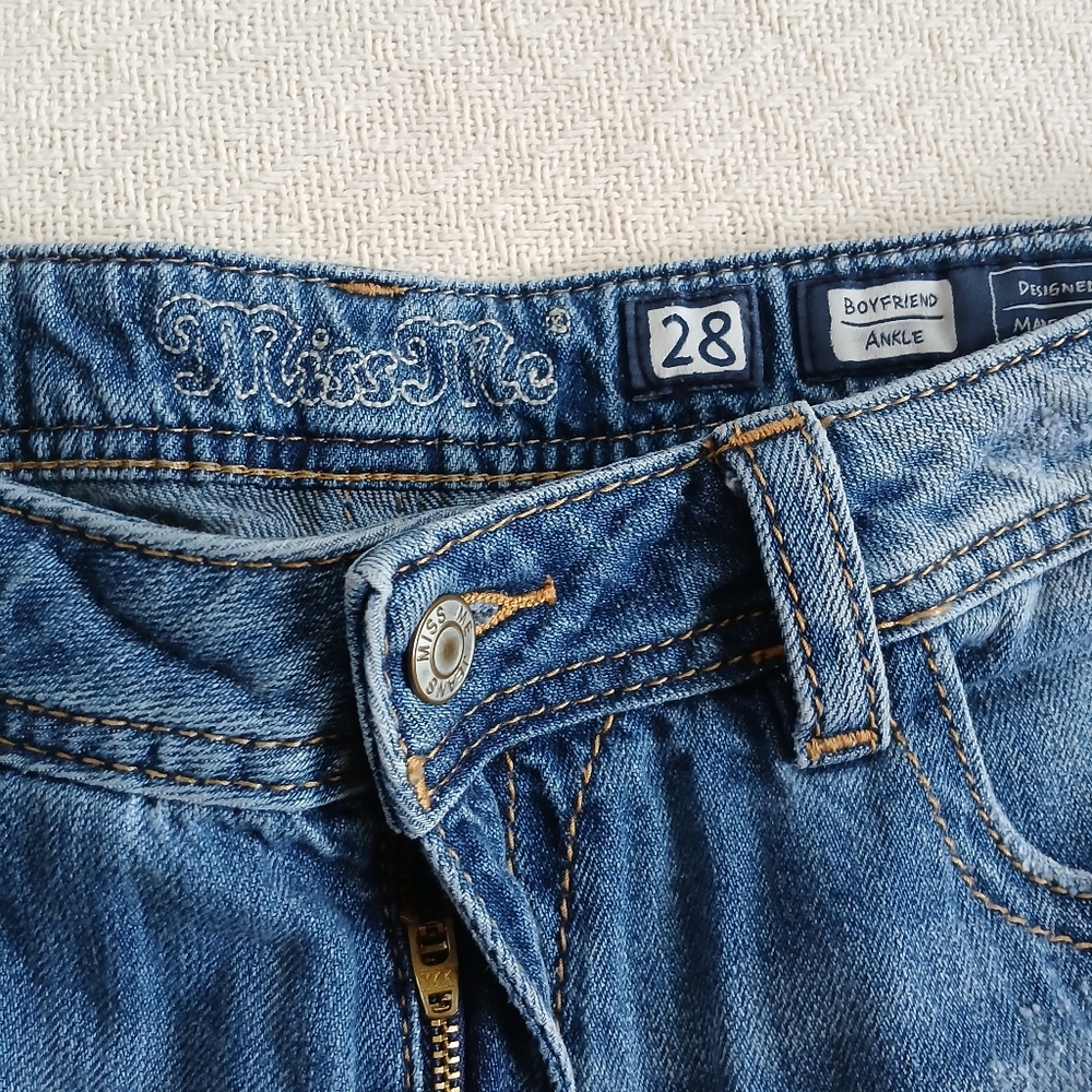 miss me ♡ boyfriend ankle jeans embroidered y2k boho grunge fairy mcbling - Picture 5 of 11